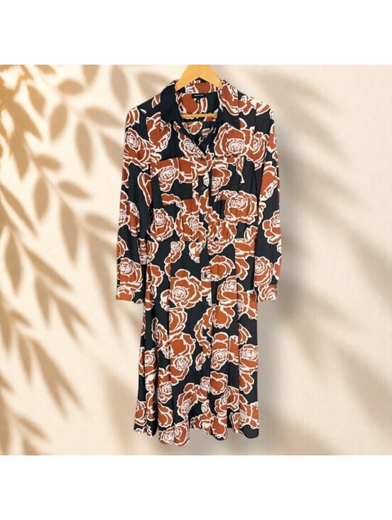 Who What Wear Dresses & Skirts - Who What Wear Shirt Dress Women M Medium Black Floral Long Button Long Sleeve